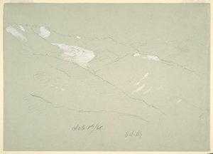 Teckning, Landskap i Bernese Apls, nära Bel Alp, Schweiz, september 1868 av Frederic Edwin Church