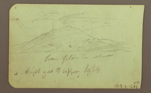 Teckning, Landskap med moln; A tergo: Berg, 1883 av Frederic Edwin Church