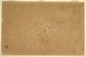 Teckning, Landskap med Mount Purese, Colombia, 6 augusti 1853 av Frederic Edwin Church