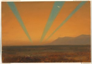 Teckning, Landskap med solnedgång, 1860-70 av Frederic Edwin Church