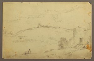 Teckning, Landskap med figurer, 1885 av Frederic Edwin Church