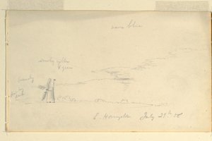 Teckning, Landskap med väderkvarn, 29 juli 1858 av Frederic Edwin Church
