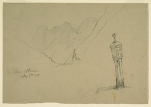 Teckning, Landskap mellan Golling och Abtenau, 5 augusti 1868 av Frederic Edwin Church