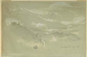 Teckning, Landskap, stadsdelen Berchtesgaden, 1868 av Frederic Edwin Church