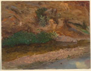 Teckning, Marginalen till ett vattendrag, 1860-70 av Frederic Edwin Church