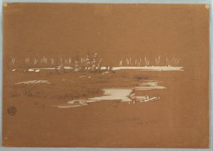 Teckning, Träskigt landskap nära Millinocket, 20 september 1878 av Frederic Edwin Church