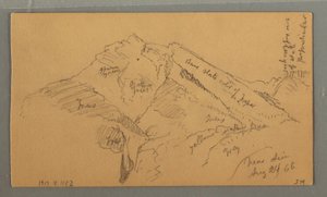 Ritning, medeltida slott, huskaskader, 24 augusti 1868 av Frederic Edwin Church