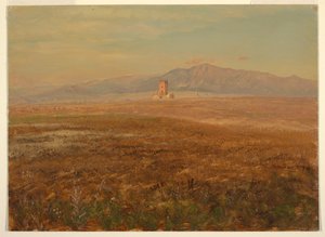 Teckning, Mexikanskt landskap, april 1869 av Frederic Edwin Church