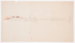 Teckning, Millinocket Lake, vy över Mt. Katahdin, september 1878 av Frederic Edwin Church