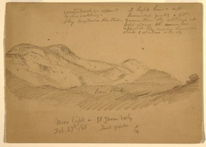 Teckning, Månsken i El Yumen-dalen, Arabien, 29 februari 1868 av Frederic Edwin Church