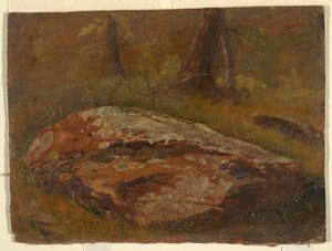 Teckning, Mossy Rock, augusti 1845 av Frederic Edwin Church