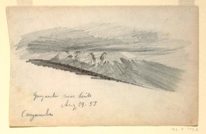 Teckning, Mount Cayambe, Ecuador, 29 augusti 1853 av Frederic Edwin Church