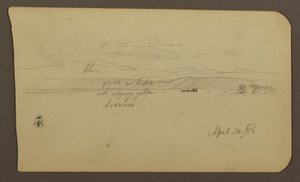 Teckning, Bergslandskap, Figur; Verso: Landskap, 30 april 1885 av Frederic Edwin Church