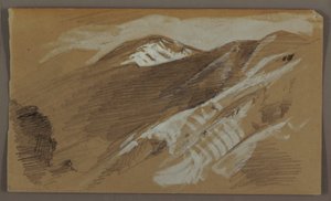 Teckning, Bergslandskap, Jamaica, Västindien, augusti 1868 av Frederic Edwin Church