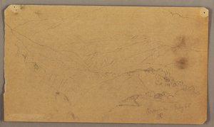 Teckning, bergslandskap, Jamaica, Västindien, juli 1865 av Frederic Edwin Church