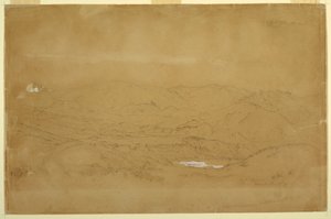 Teckning, Bergslandskap nära Guanojo och Guaranda, Ecuador, 10 juni 1857 av Frederic Edwin Church