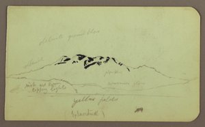 Teckning, Bergslandskap, "The Itaccihuatl"; Verso: Bergstoppar, 1883 av Frederic Edwin Church