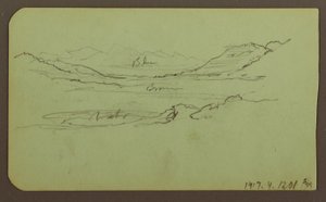 Teckning, Bergslandskap; Verso: Landskap, 1883 av Frederic Edwin Church