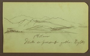 Teckning, Bergslandskap; Averso: Bergslandskap, Figur, 1883 av Frederic Edwin Church