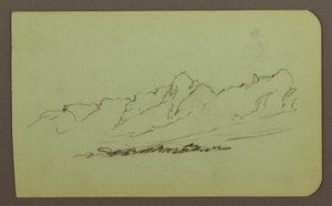 Teckning, Bergslandskap; Verso: Bergskedja, Figur, 1883 av Frederic Edwin Church