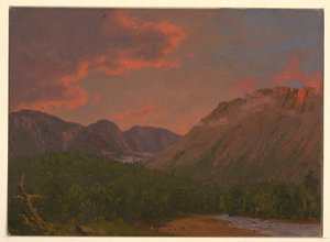 Teckning, Bergslandskap vid solnedgång, 1865 av Frederic Edwin Church