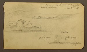 Teckning, Bergslandskap; Verso: Bergsflank, Tocatecas, 22 december 1884 av Frederic Edwin Church