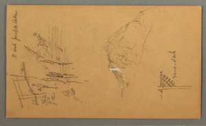 Teckning, bergstopp, vegetation vid pool, 1868 av Frederic Edwin Church