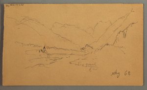 Teckning, bergstoppar, 1868 av Frederic Edwin Church