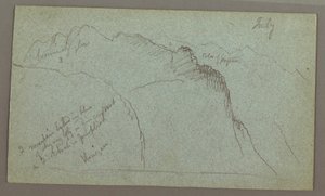 Ritning, Mountain Peaks, juli möjligen 1868 av Frederic Edwin Church