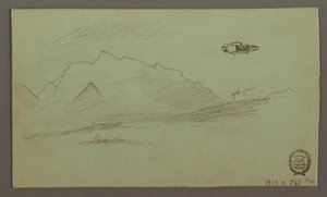 Teckning, bergstoppar, möjligen 1868 av Frederic Edwin Church