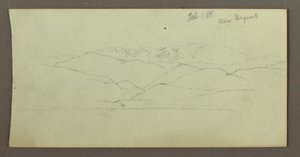 Teckning, bergskedja, februari 1868 av Frederic Edwin Church