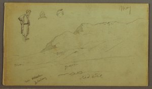 Teckning, Bergskedja, Figurstudier, maj möjligen 1868 av Frederic Edwin Church