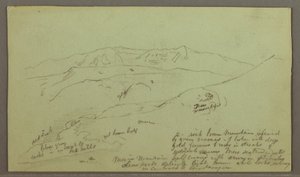 Teckning, bergskedja, maj möjligen 1868 av Frederic Edwin Church