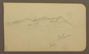 Teckning, bergskedja, Toluca; Verso: Torn, bergskedja, Toluca, 7 januari 1885 av Frederic Edwin Church