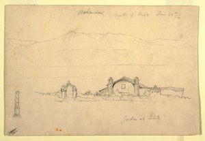 Teckning, Bergskedja med Mohanda, norr om Quito (), 24 juni 1857 av Frederic Edwin Church
