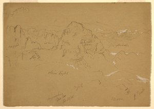Teckning, Berg, Wady el-Arabah, 23 februari 1868 av Frederic Edwin Church