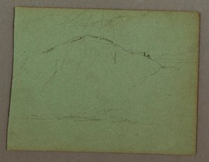 Teckning, Berg vid strand, möjligen 1856 av Frederic Edwin Church