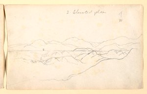 Teckning, Bergslandskap, Colombia, 1853 av Frederic Edwin Church