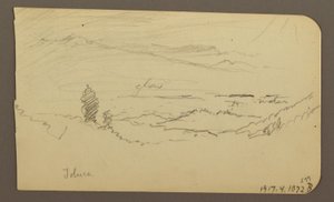 Teckning, Bergslandskap, Toluca; Verso: Berg, Toluca, 20 april 1885 av Frederic Edwin Church