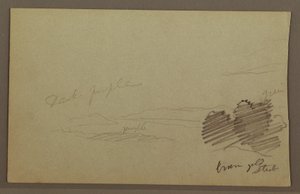 Teckning, Bergskedja, moln, möjligen 1860-tal av Frederic Edwin Church