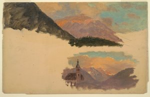 Teckning, Berg nära Berchtesgaden, Bayern, juni 1868 av Frederic Edwin Church