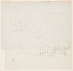 Teckning, Mt. Katadhin, Maine, 1870-78 av Frederic Edwin Church