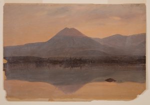 Teckning, Mt. Katahdin från Lake Katahdin, 1860-70 av Frederic Edwin Church