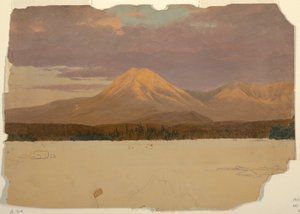 Teckning, Mt. Katahdin från Lake Katahdin, 1878 av Frederic Edwin Church