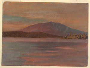 Teckning, Mt. Katahdin från Togue Pond, 1877 av Frederic Edwin Church