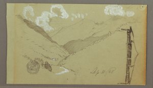 Ritning, Smala dalen, byggnad, 11 september 1803 av Frederic Edwin Church
