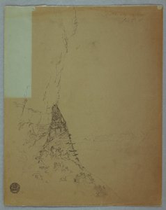 Ritning, Niagarafallen: "Lite av en trappa vid Niagara", juli 1856 av Frederic Edwin Church