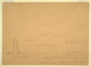 Teckning, Niagarafallen, Terrapin Point, 20 mars 1856 av Frederic Edwin Church