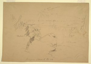 Teckning, Niagarafallen, vy från Goat Island, 19 mars 1856 av Frederic Edwin Church
