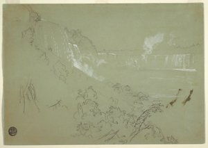 Teckning, Niagarafallen från basen av Prospect Point, 1856 eller 1858 av Frederic Edwin Church